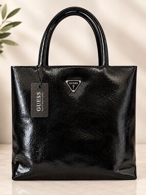 NWT GUESS HARPO VINTAGE Y2K handbag BAG WITH TEXTURED PATENT FAUX LEATHER